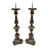 Antique Pair of 18th c. Portuguese Giltwood Candlesticks