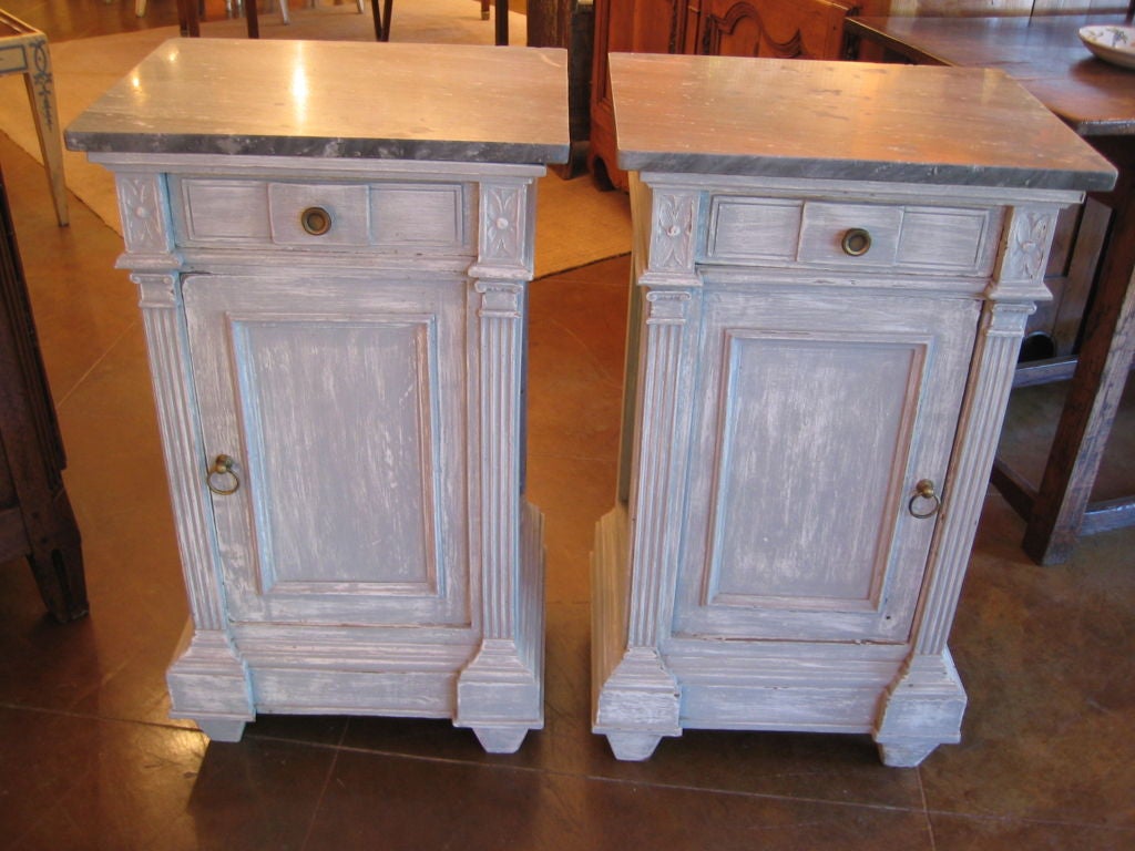 Pair late 19th century painted Italian bedside tables
