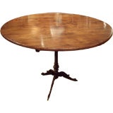 Antique 19th. c. iron base table w/19th.c, round wine table top