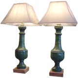Pair of 18th c. terra cotta baluster lamps