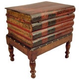 19th c. side table of faux books