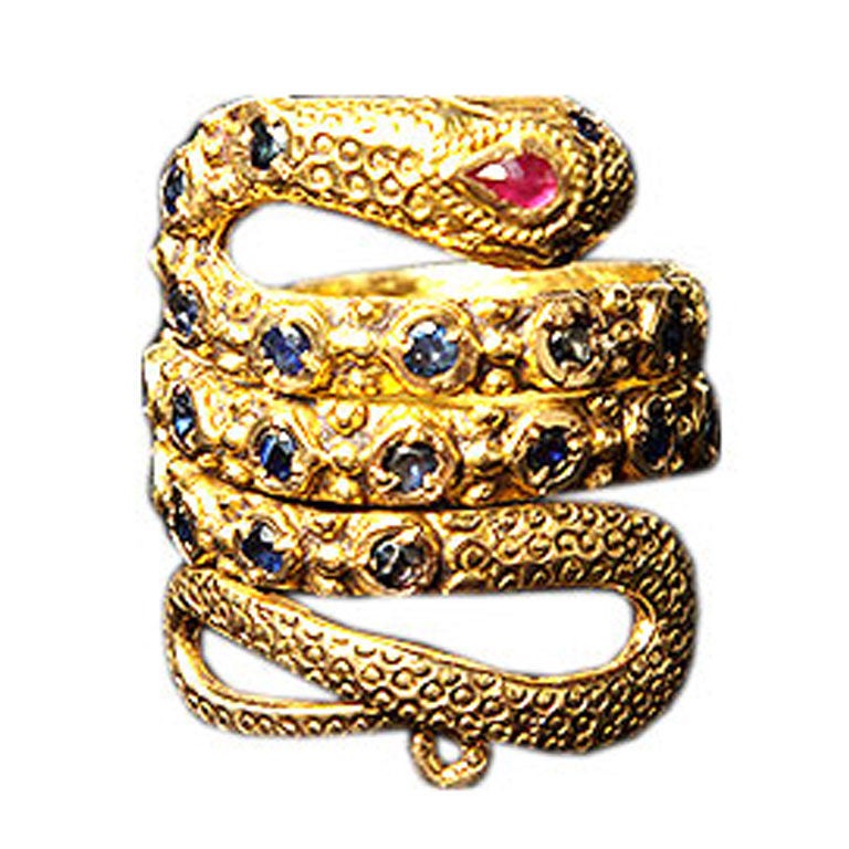 Bejeweled Snake Ring at 1stdibs