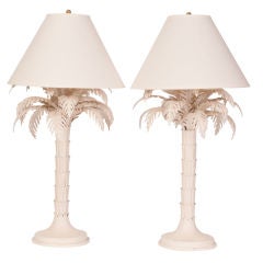 Vintage Pair of Paul Hanson Palm Tree Table Lamps