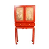 Chinese Chippendale cabinet with lotus and peony motif