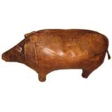 Early Leather Pig Foot Stool