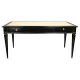 Regency style ebonized desk with leather top