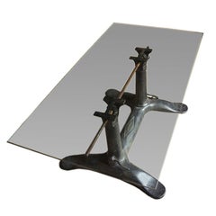 Glass Top Desk with Industrial Base