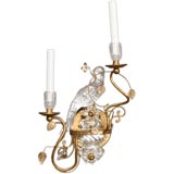 A Baques crystal and gilt metal sconce