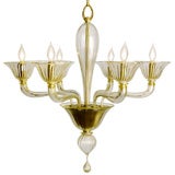 Italian Hand Blown Clear Glass with 24k gold worked throughout
