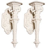 Painted pair of carved Electric Wall Sconces Vintage Painted pair of carved Electric Wall Sconces