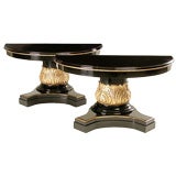 Elegant demi-lune Lacquered console tables