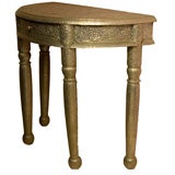 Vintage Moroccan pressed metal Demilune table.