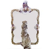 Stunning carved bleached wood mirror covered with seashells.