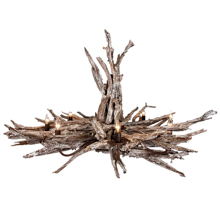 Amazing chandelier made of antiqued branches