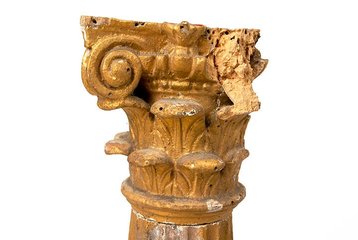19th Century French corinthian style gilded column