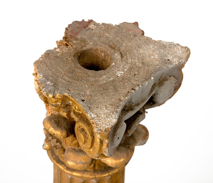 Plaster French corinthian style gilded column