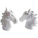 Very Cool Black and White Porcelain Horse Head Sculpture