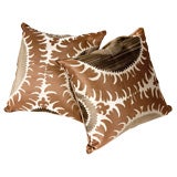 Down Filled Pillows with Gorgeous Suzani Style Donghia Silk