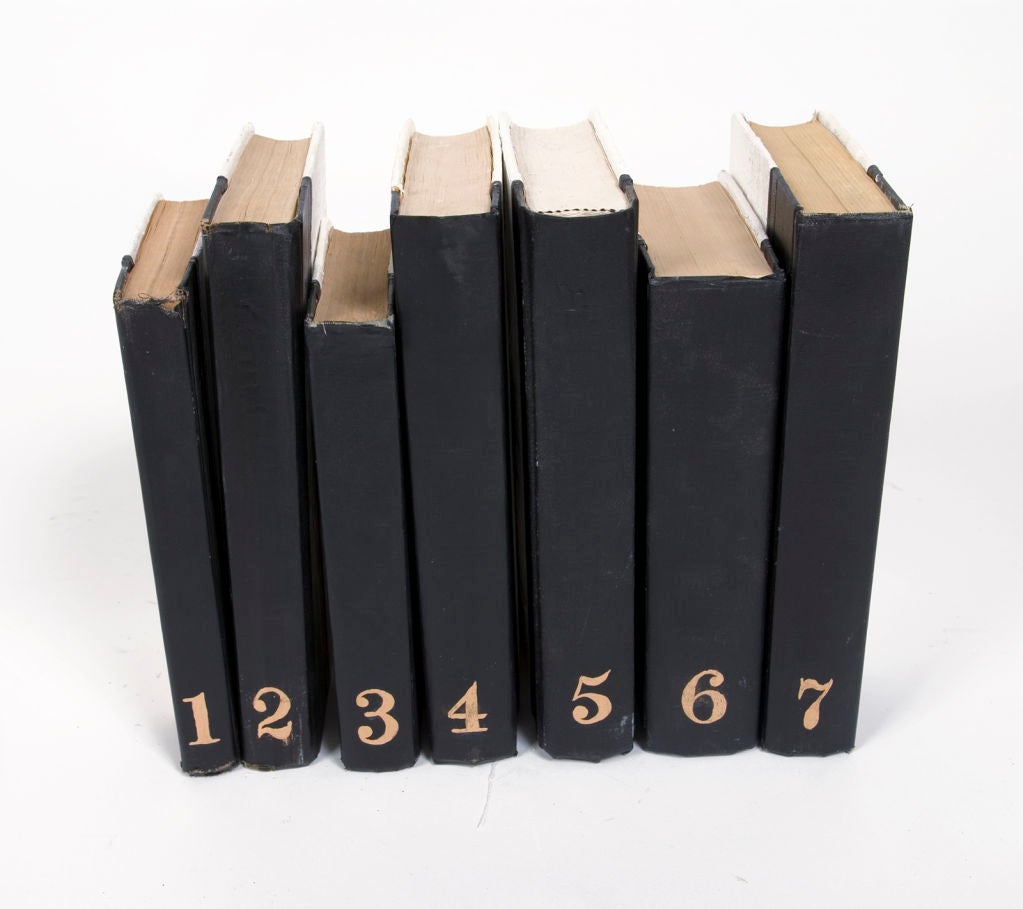 One of a kind hand painted numbered books with gold leaf paint numbers on binding.  Please note that these are priced individually. The content is in English, some fiction, some non-fiction. Random.