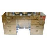 Mirrored dressing table with fold up vanity mirror