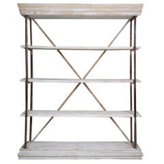 Bibliotheque with White Wood and Bronze Hardware