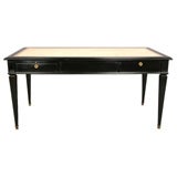 Regency style ebonized desk with leather top