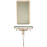 Spectacular Vintage 'Shabby Chic' Metal Console and Mirror