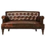 Tufted Back Leather Settee