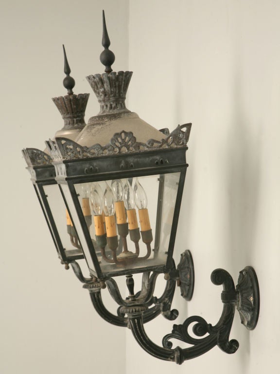 c.1930-1940 Pair of Outdoor/Indoor Country French Lanterns