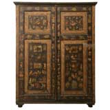 Antique c.1780 Handmade Country English Découpage Cupboard