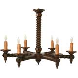 c.1930 Funky French 6 Light Chandelier