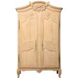 Antique c.1860-1880 French Limed Oak Wedding Armoire