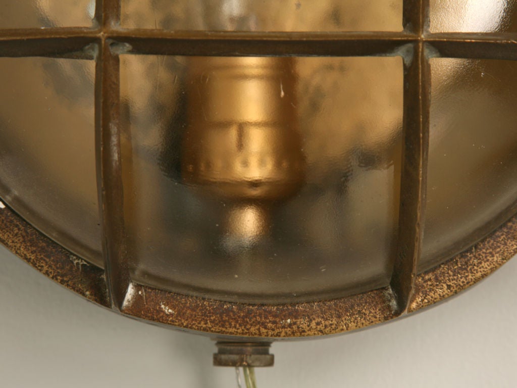 c.1920 Pair of Solid Bronze Ship Light Fixtures 5