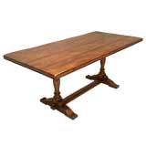 Solid Walnut Trestle Dining Table w/ 2" Thick Top