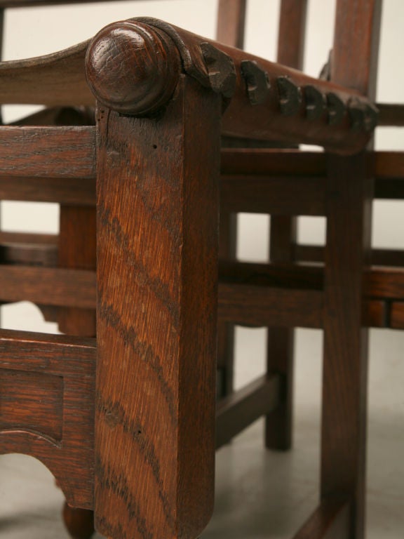 c.1920 Set of 6 Spanish Oak and Leather  Dining Chairs 4