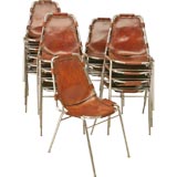 6 Chrome & Leather Charlotte Perriand Side Chairs