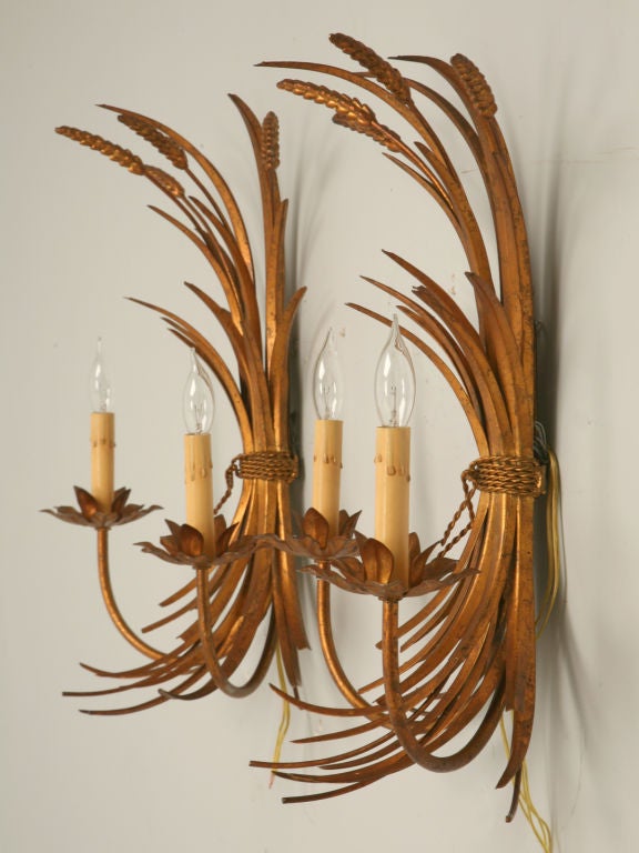 c.1940 Pair of Italian Gilded Metal Sconces