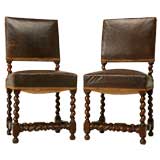 c.1890 Pair of French Barley Twist Side Chairs