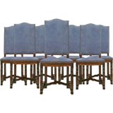 c.1930 Set of 8 Hand-Carved Spanish Oak Dining Chairs