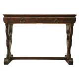 c.1850 French Hand-Carved Solid Oak Library Table