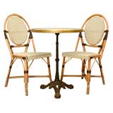 Vintage c.1950 French Bistro Table Paired w/ Bamboo Chairs