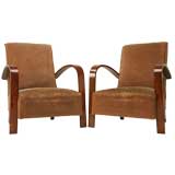 Pair of French 40's Mohair Club Chairs
