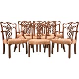 Antique c.1890 Set of 8 Chippendale Style Dining Chairs