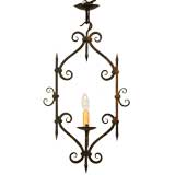 c.1930 French Hand-Wrought Iron Hall Light