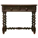 Antique c.1890 Hand-Carved Petite French Oak Writing Table