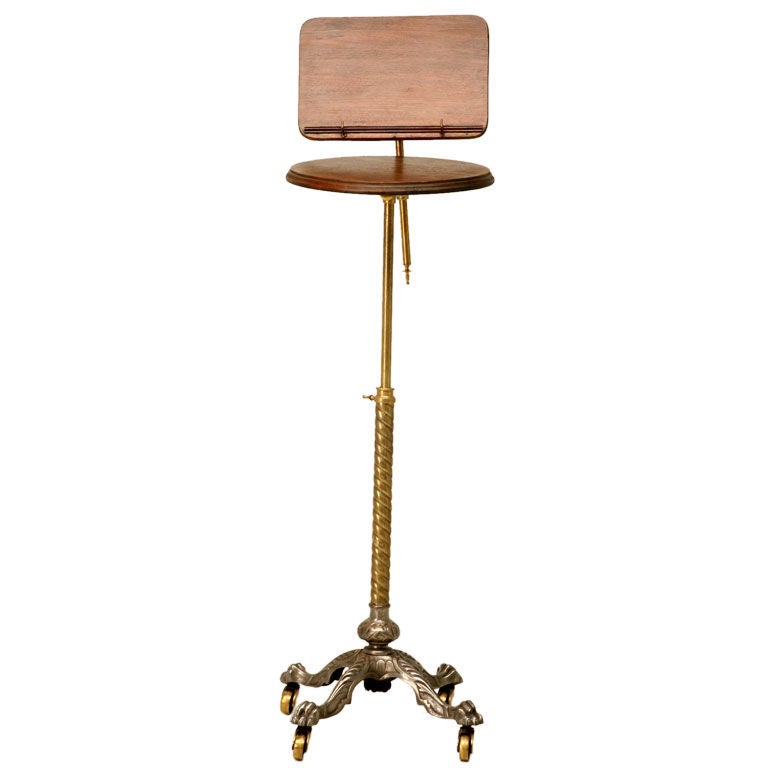 Original Antique English Brass and Mahogany Music/Dictionary Stand at