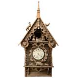 Antique English Folk Art Dove Cote with Clock