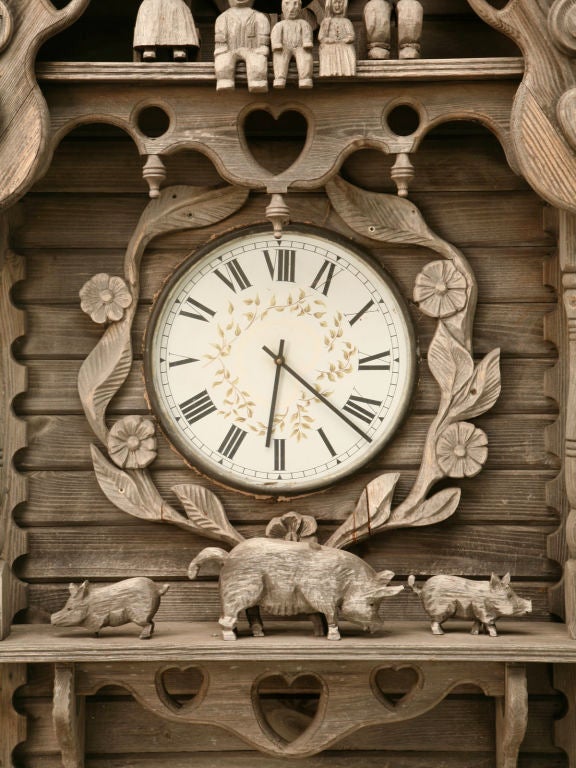 Antique English Folk Art Dove Cote with Clock 2