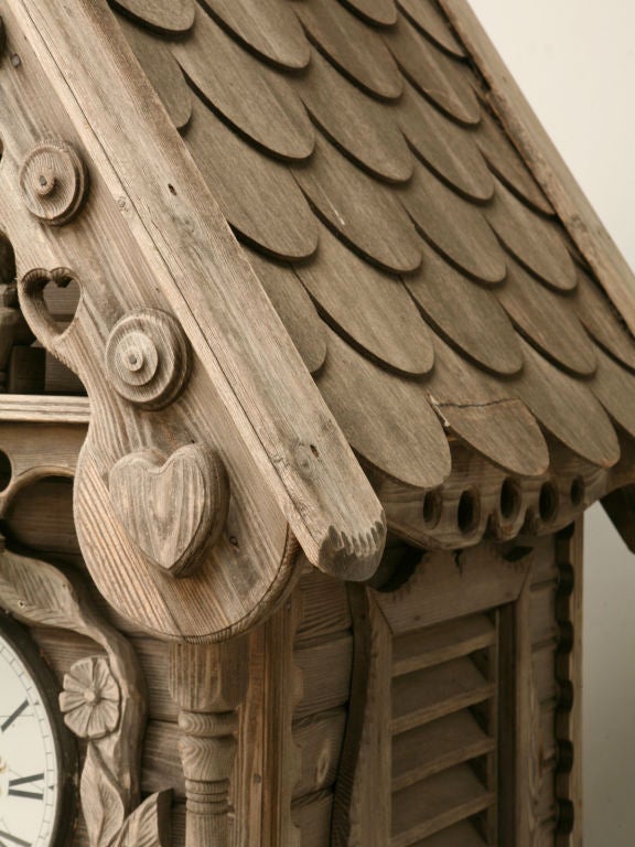 Antique English Folk Art Dove Cote with Clock 3