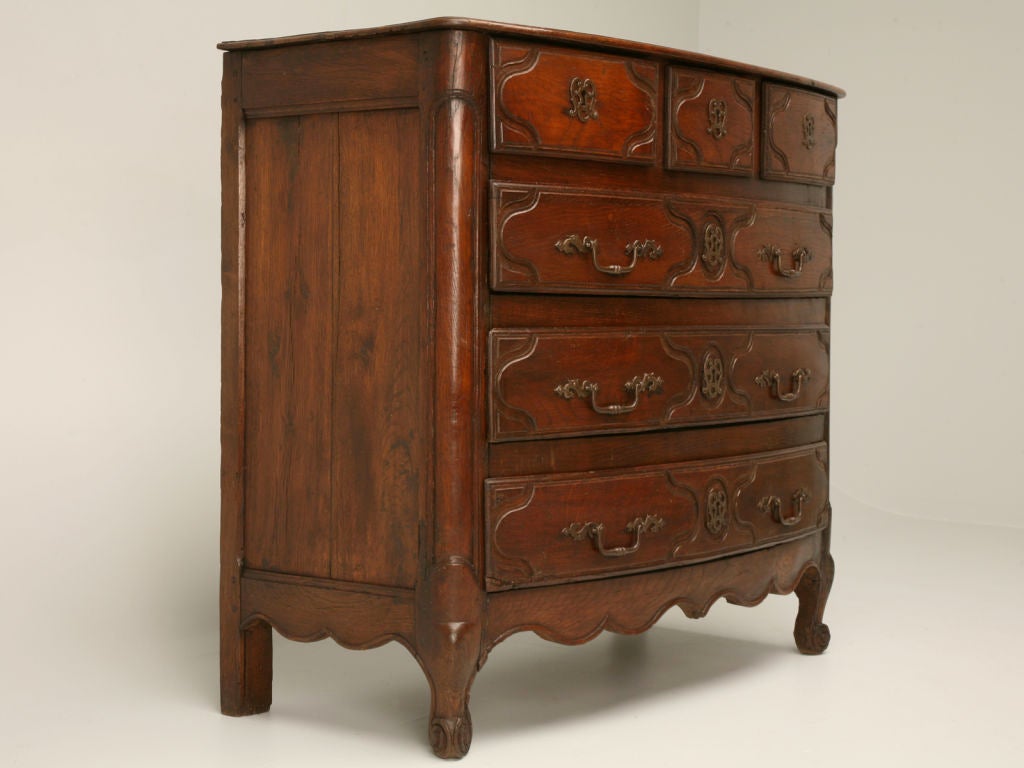 c.1780 French Louis XV Oak Bow-Front Commode